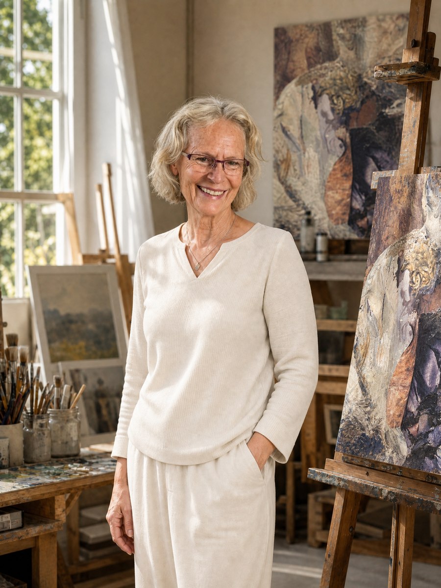 Portrait d'Anne-Marie Kohler dans son atelier
